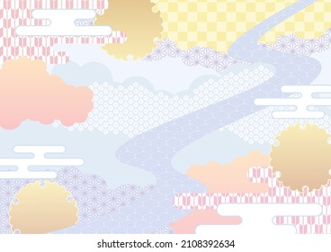 Japanese traditional background with cloud