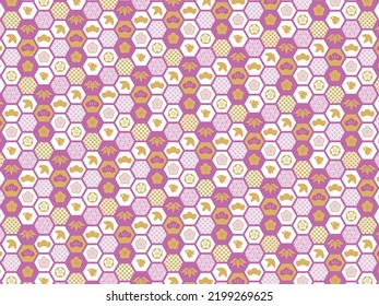 Japanese traditional background illustration of tortoise-shell pattern.