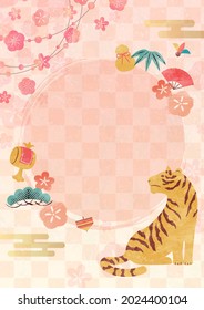 Japanese traditional background for new year 2022 with tiger