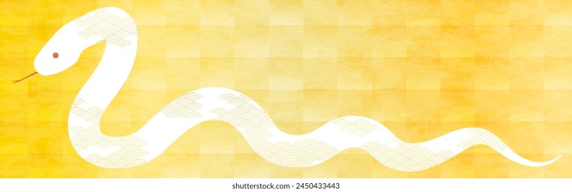 Japanese traditional background with snakes and gold, New Year's greeting card material for the year of the snake 2025, Vector Illustration