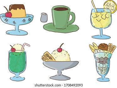 Japanese traditional cafe menu illustration