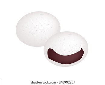 Japanese Traditional Confection, Karukan Manju Made From Rice Flour and Sugar Filled with Japanese Yam and Red Bean Paste. 