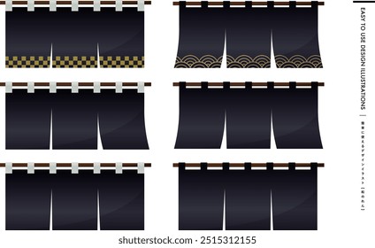 Japanese traditional curtain material
Japanese translation: Easy-to-use design illustration [Japanese curtain]