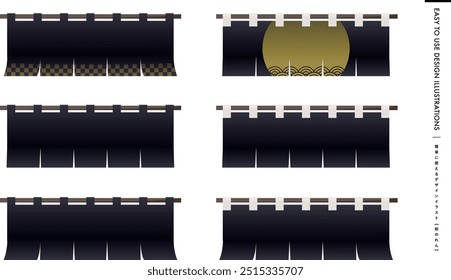 Material tradicional japonês para cortina
Tradução japonesa: ilustração de design fácil de usar [Cortina japonesa]