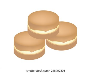 Japanese Traditional Dessert, Imagawayaki Made of Azuki Bean Jam Filling Sandwiched Between Two Crisp Wafers often Found at Japanese Festivals. 