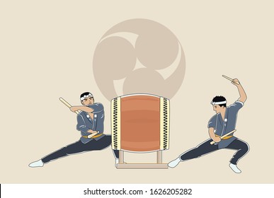 Japanese traditional drum performance in festival and a lot of  events. *祭り* means festival.