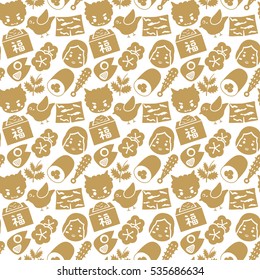 Japanese traditional event background. /It is written as "Happy" in Japanese.