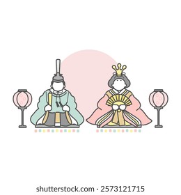Japanese traditional event Doll's Festival illustration