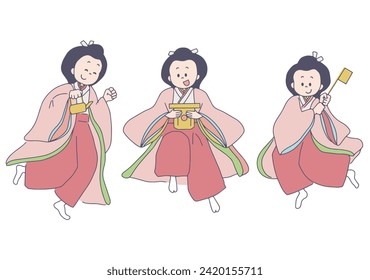 Japanese traditional event Hina Matsuri Sannin Kanjo vector illustrarion