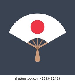Japanese traditional fan in flat vector design.