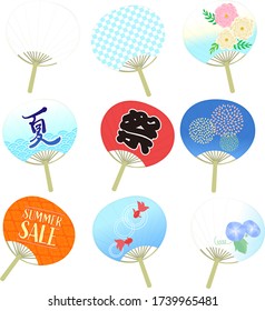 Japanese traditional fan, or "Uchiwa" . summer symbol isolated icons