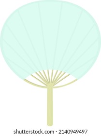 Japanese traditional fan or Uchiwa. symbol of summer. made of paper and bamboo. vector illustration. 