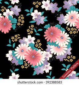 Japanese Traditional Floral Kimono Seamless Pattern. Vector Illustration