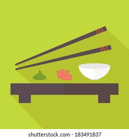 Japanese traditional food. Chopsticks.