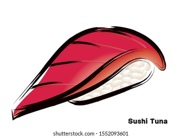 Japanese traditional food, sushi illustration. Tuna sushi, vector data.