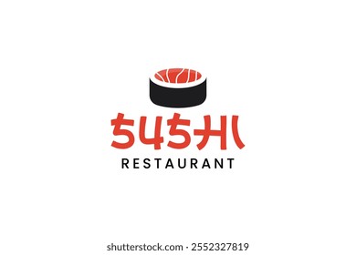 Japanese traditional food sushi restaurant logo design vector illustration.