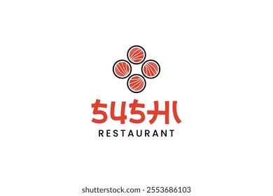 Japanese traditional food sushi restaurant logo design vector illustration.