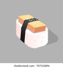 Japanese traditional food. Sushi with white rice and cheese.