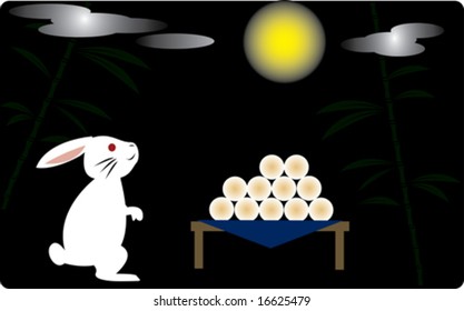 japanese traditional full moon night