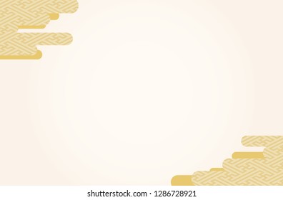Japanese traditional  geometric pattern vector frame background gold