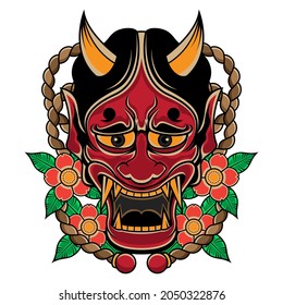 Japanese Traditional Hannya Mask Tattoo Vector Stock Vector (Royalty ...