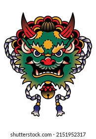 Japanese traditional hannya mask tattoo, vector EPS 10