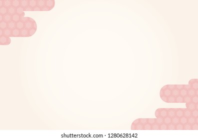 Japanese traditional  hexagonal geometric pattern vector frame background pink