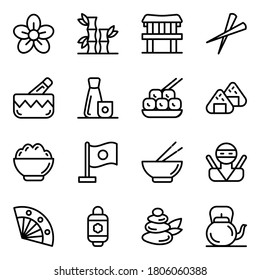 Japanese Traditional Icons in Line Style Pack 