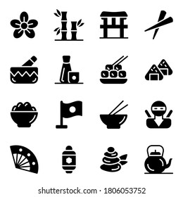 Japanese Traditional Icons in Solid Style Pack 