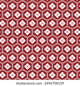 Japanese Traditional Kikko Hexagon Pattern Burgundy and White