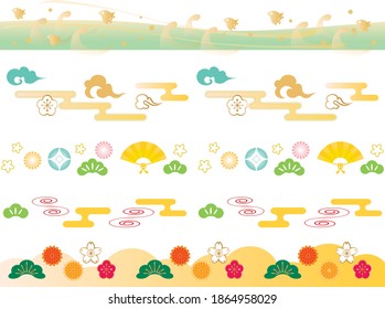 Japanese traditional line illustration of New Year holidays