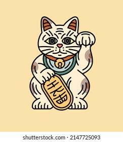 Japanese traditional lucky cat"MANEKI NEKO" . A cat figurine that wishes for money and happiness to come.