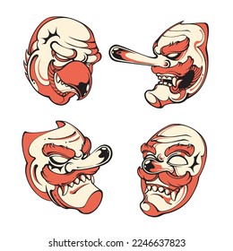 Japanese Traditional Mask. Vector art