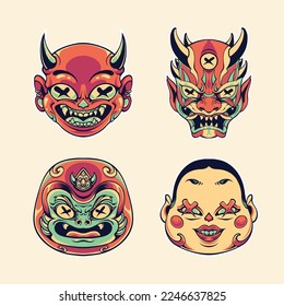 Japanese Traditional Mask. Vector art