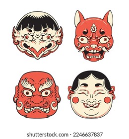 Japanese Traditional Mask. Vector art