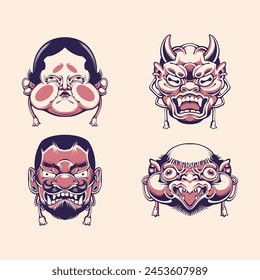 Japanese traditional mask vector art