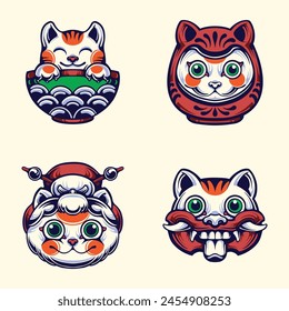 Japanese traditional mask vector art
