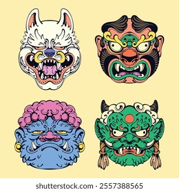 Japanese traditional mask Vector art