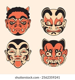 Japanese Traditional Mask vector illustration