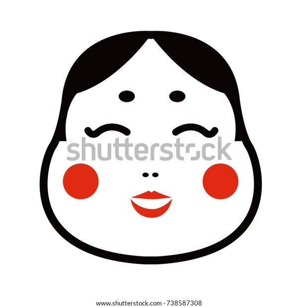 Japanese traditional okame (funny face) 
mask illustration