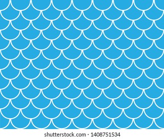 Japanese traditional ornament. Seamless Mermaid Pattern. Seamless blue fish scales. Fish Scale symbol. Abstract concept monochrome geometric pattern.