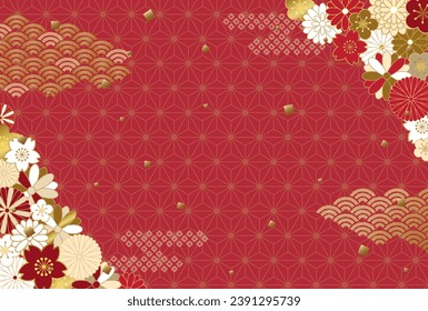 Japanese traditional pattern  background. red gorgeous designed.