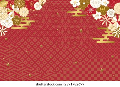 Japanese traditional pattern  background. red gorgeous designed.