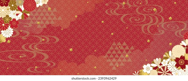 Japanese traditional pattern  background. red gorgeous designed.