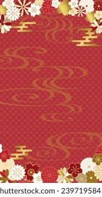 Japanese traditional pattern  background. red gorgeous designed.
Full HD size.