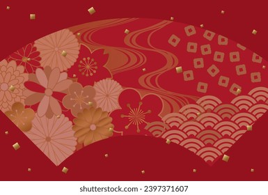 Japanese traditional pattern  background. red gorgeous designed.