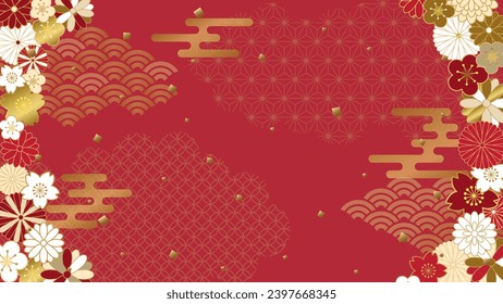 Japanese traditional pattern  background. red gorgeous designed.
Full HD size.