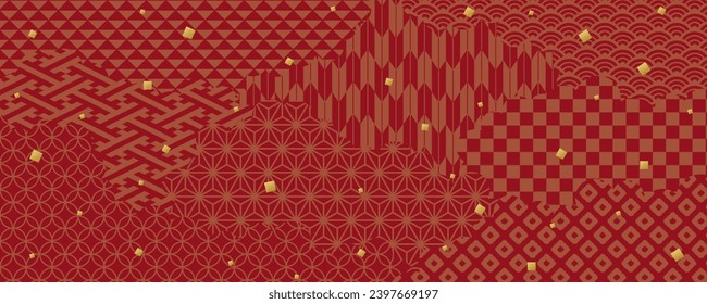 Japanese traditional pattern  background. red gorgeous designed.
