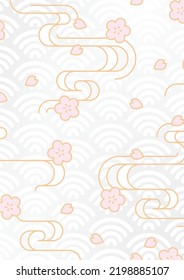 Japanese traditional pattern background(Cherry blossoms and running water pattern).A-size vertical.