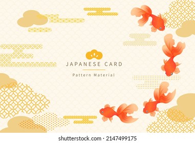 Japanese traditional pattern cloud and goldfish on Japanese style card, greeting card